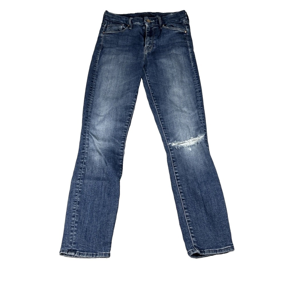 Mother High Waisted Looker Ankle Fray Close To The Edge Jean Size 25 Blue